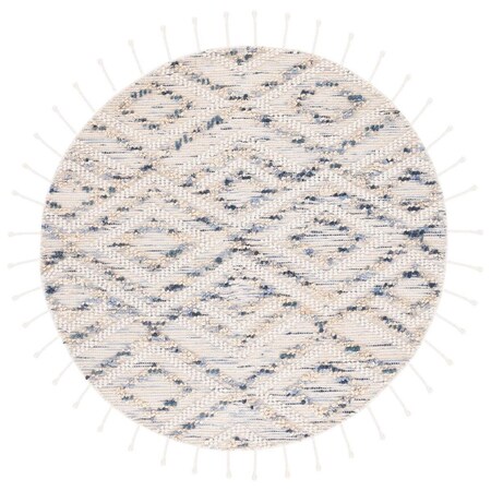 Safavieh 6 x 6 ft. Natura Contemporary & Global Round Hand Loomed Rug; Ivory & Blue NAT177M-6R